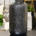 thumbnail image 3 of Urban Trends Collection 24477 Ceramic Round Vase Small Dimpled Polished Chrome - Silver, 3 of 3