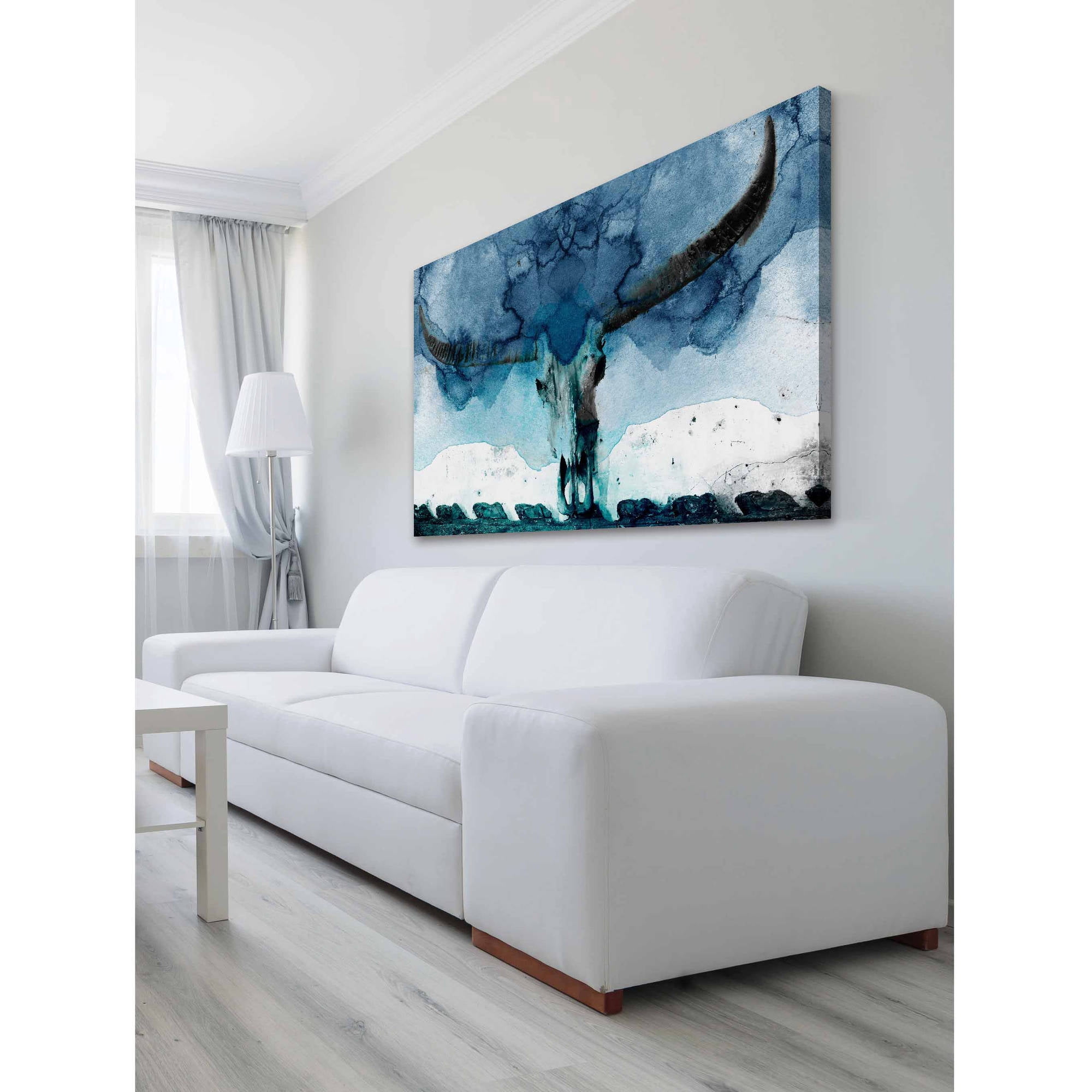 "Horned Blue" Painting Print on Wrapped Canvas