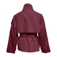 thumbnail image 6 of YMNXA Women'S Trench Coat Long Sleeve Stand Collar Solid Color Button Comfortable Cropped Jacket With Belt For Daily Wear Red M, 6 of 6