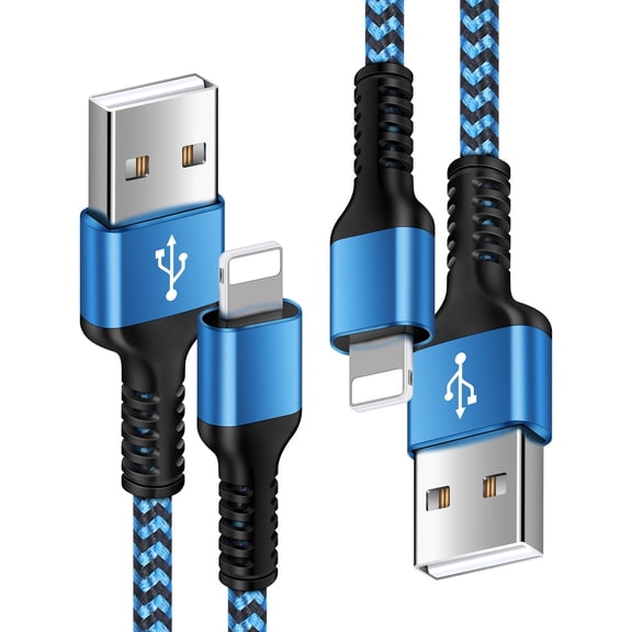 Compatible for iPhone Charger Cable, 2 Pack Fast USB Charging Cable 6FT, Nylon Braided Heavy Duty High Speed Data Sync Charger Cable Compatible for iPhone, Blue