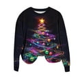 thumbnail image 6 of Lightweight Crewneck Sweatshirts Womens Xmas Tree Printed Merry Christmas Holiday Outfits Long Sleeve Loose Tops (XL, Purple 02), 6 of 6