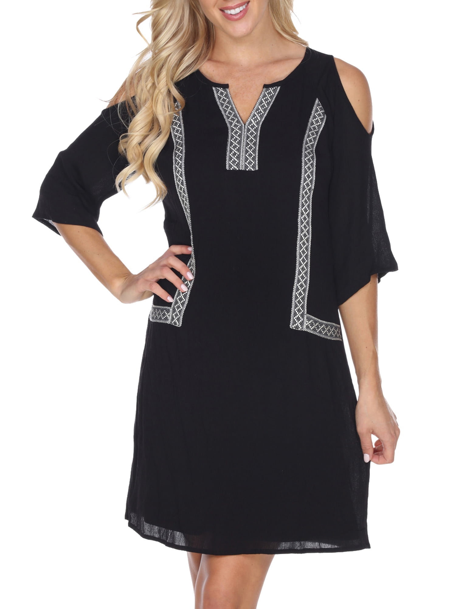 Women's Embroidered Shoulder Cut Out Dress