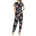 thumbnail image 3 of Auliné Collection Womens Short Cap Sleeve V-Neck Long Pants Romper Jumpsuit - Spring Bouquet Floral S/M, 3 of 3