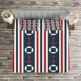 thumbnail image 3 of Ambesonne Nautical Quilted Bedspread Set 3 Pcs, Stripes Maritime, Queen Size, Indigo Red White, 3 of 3