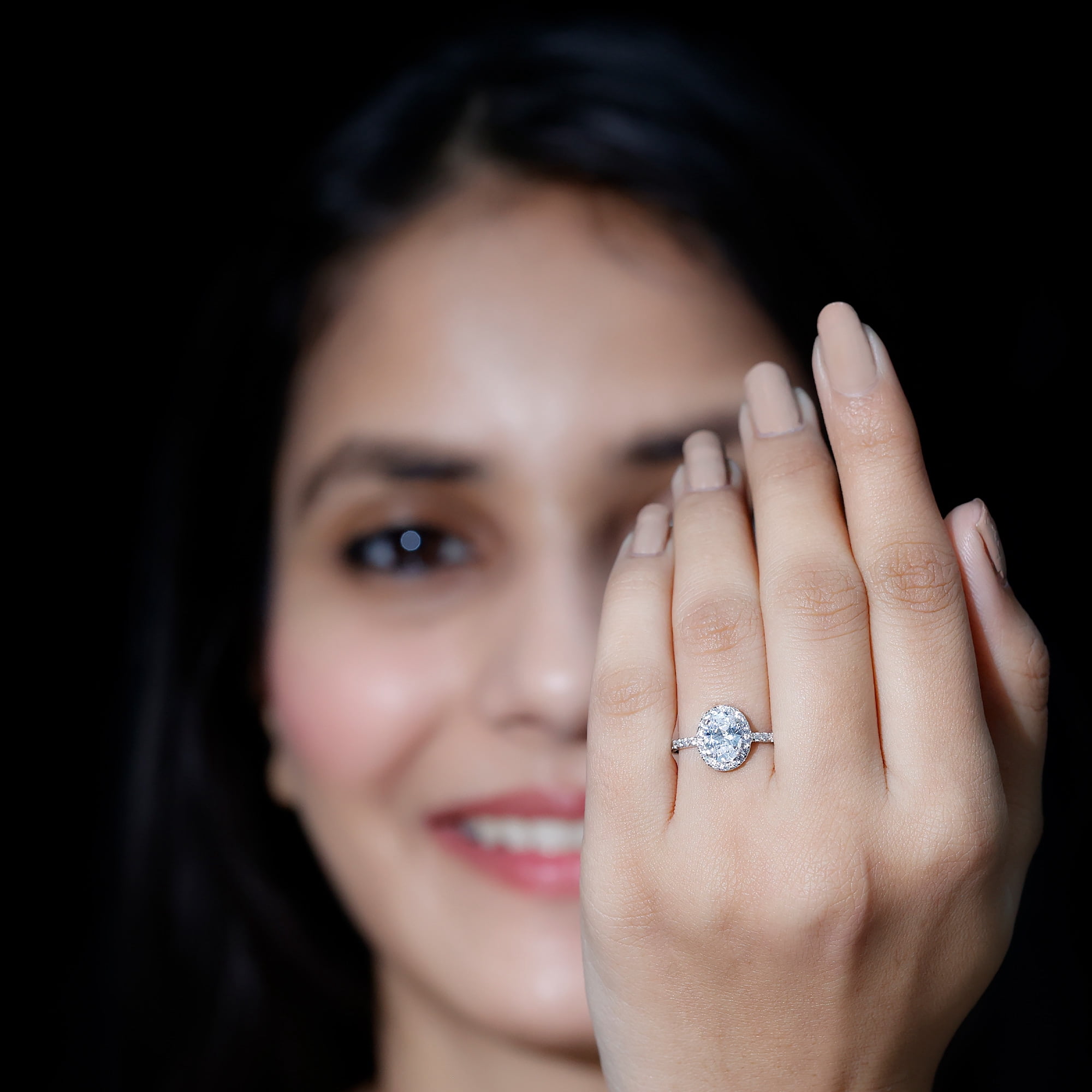 Rosec Jewels Classic Cubic Zirconia Halo Engagement Ring for Women, 14K White Gold, US 12.00
