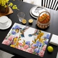 thumbnail image 3 of Hummingbirds Placemats Set of 4, Spring Summer Watercolor Flowers Plant Placemats for Dining Table, Place Mats for Kitchen Tabletop, Waterproof Wipeable Dining Table Mats Set, 3 of 9