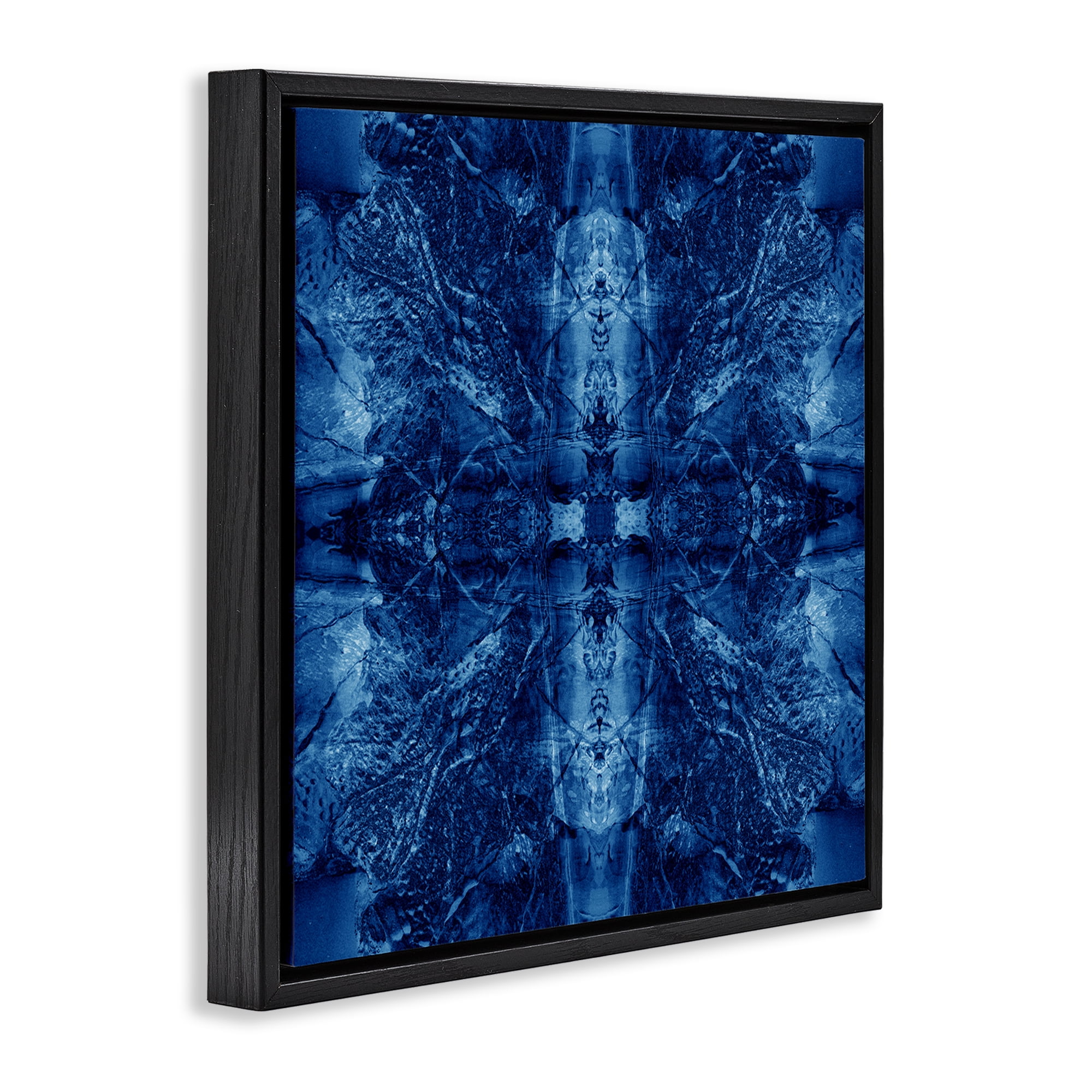 Stupell Industries Balanced Tie Dye Pattern Abstract Painting Black Floater Framed Canvas Art Print Wall Art, 25 x 25