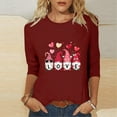 thumbnail image 3 of BLTIBY Valentines Day Shirts for Women Love Heart Printed Crew Neck 3/4 Sleeve Tshirt Holiday Loose Fit Casual Pullover Tops Red 3 4XL, 3 of 6