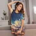 thumbnail image 3 of Easygdp Western Desert Cloud Cowboy Camisón de manga corta para mujer, informal, estampado, 3 of 6