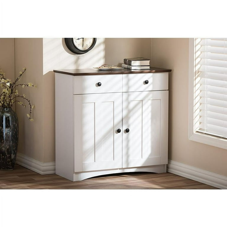 Baxton Studio Lauren Modern and Contemporary Two-tone White and Dark Brown Buffet Kitchen Cabinet with Two Doors and Two Drawers Baxton Studio Lauren Modern and Contemporary Two-tone White and Dark Brown Buffet Kitchen Cabinet with Two Doors and Two Drawers