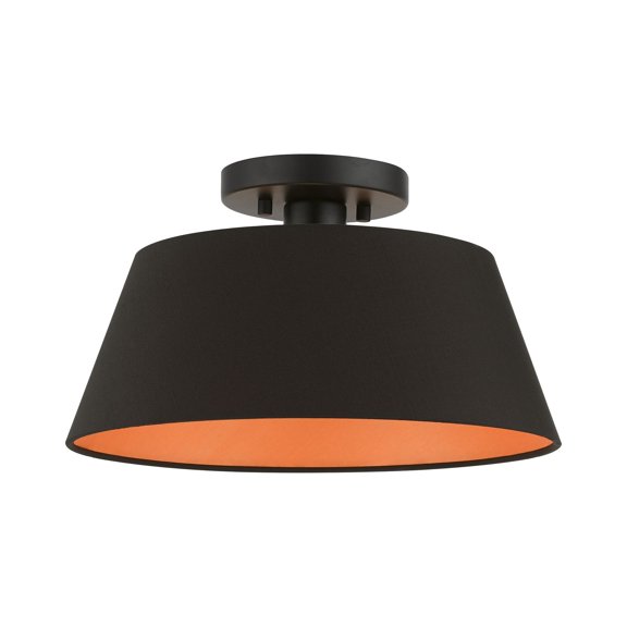 51357-04 Livex Lighting Palma - 1 Light Semi-Flush Mount In Transitional Style-7.5 Inches Tall and 13 Inches Wide-Black Finish