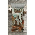 thumbnail image 3 of Ambesonne Grunge Quilted Bedspread Set 2 Pcs, Urban Abstract Cityscape, Twin Size, Seafoam Brown White, 3 of 3