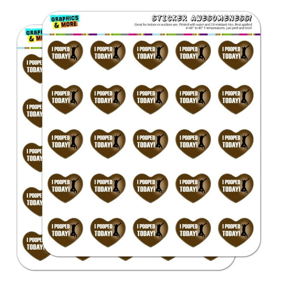 I Pooped Today Jumping for Joy Heart Shaped Planner Calendar Scrapbook Craft Stickers