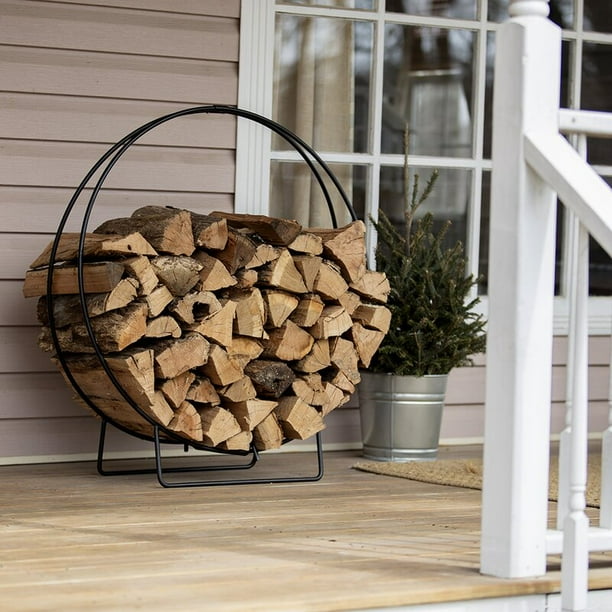 24" Firewood Racks, Indoor/Outdoor Metal Firewood Rack Stand