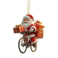 thumbnail image 2 of Santa Claus Ornaments for Christmas Tree,Biker Santa Claus Christmas Ornaments Decorations Christmas Bike Santa Claus Decoration, Christmas Tree Hanging with Rope Creative Gifts for Xmas Tree Family, 2 of 6