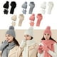 thumbnail image 1 of Set de guantes de bufanda para sombrero de invierno de mujer - Gorro de punto de 3 piezas, bufanda larga y guantes de pantalla táctil - Negro, blanco, gris, rosa beige, 1 of 6