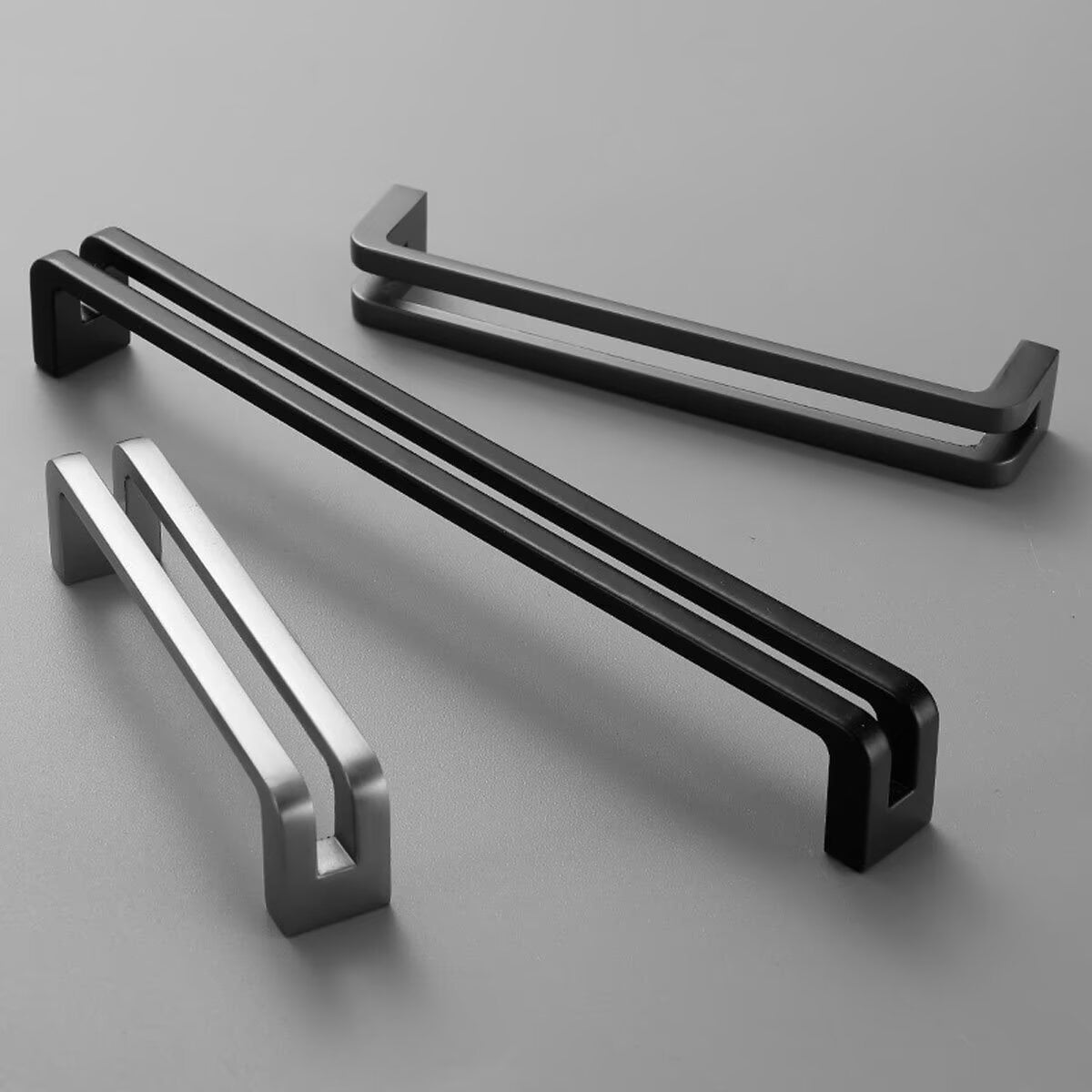 HDJNal Stainless Steel Black Cabinet Pulls Cabinet Hardware Kitchen Handles for Cabinets Cupboard Handles Drawer Pulls ,Double-bar Design,Hole distance:96mm