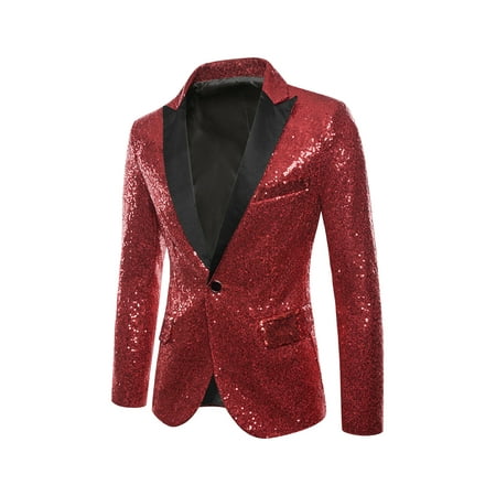 Lars Amadeus Men s Sequin Suit Jacket Sparkly Party Show Glitter