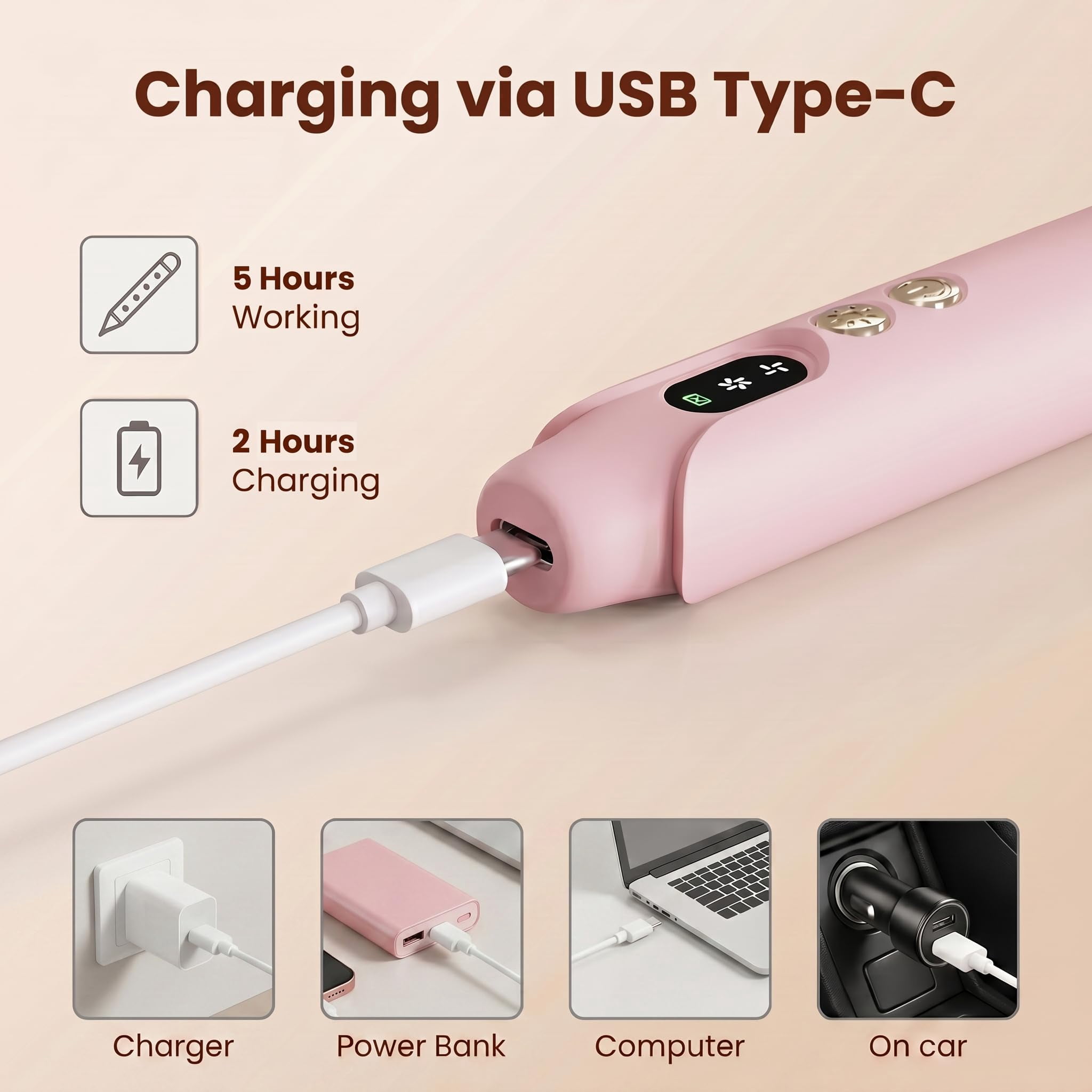 Electric Diamond Art Painting Pen, Cordless Quiet Vacuum Picker, No Wax Needed, 3 Speeds with LED Light, Ergonomic Dot Drill Tool, Diamond Art Accessory for DIY Diamond Painting,pink
