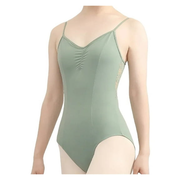 Ballet Leotard Back Lace Stitching Gymnastics Leotard Women Solid Color Elegant Backless V-neck Dance Practice Clothes