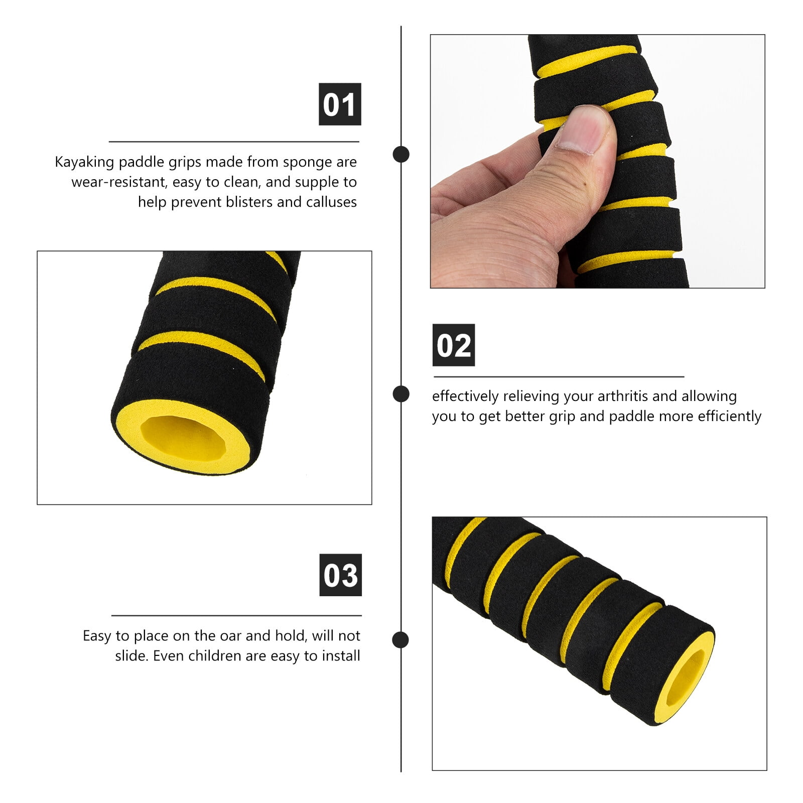 2Pcs Sponge Kayak Paddle Grips Nonslip Kayak Paddle Wraps Oral Poles