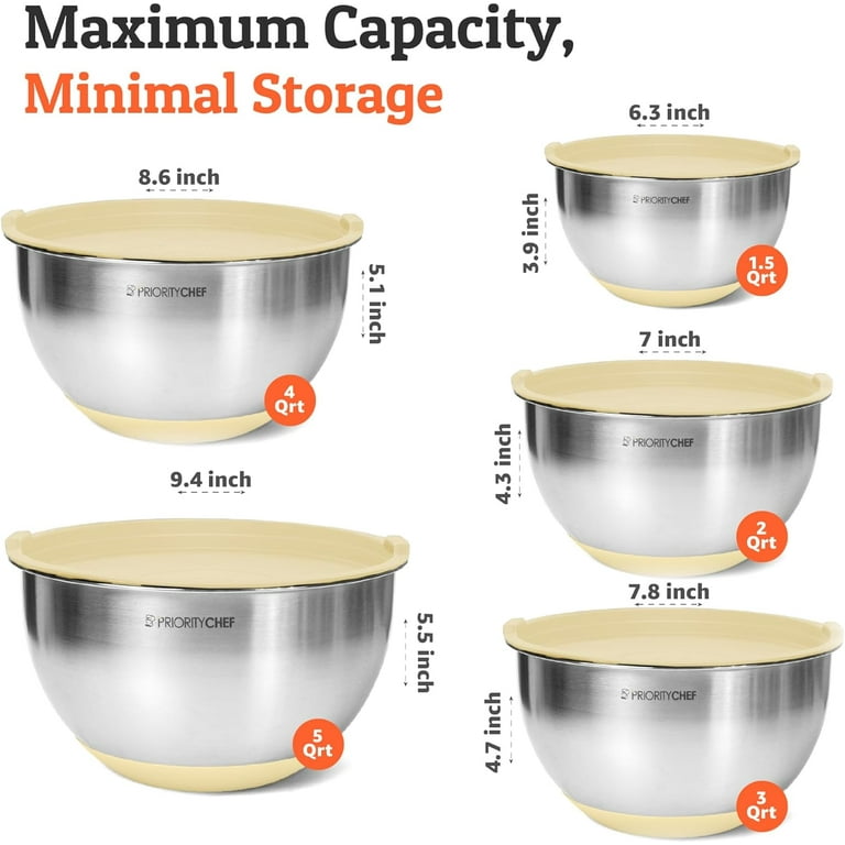 ポーリッシポタリー　5点セット Priority Chef Premium Mixing Bowls with Airtight Lids, 5-Pc