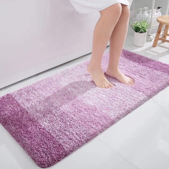 Buganda Microfiber Bathroom Rugs, 24"x47" Purple Luxury Extra Soft and Absorbent Bath Mat, Non-Slip Plush Bath Carpet
