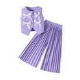 thumbnail image 4 of Toddler Girls 2 Piece Outfits Bow Sleeveless Vest and Wide Leg Pants Sets Summer Outfits Cute Clothes for Teens 3-4 Years, 4 of 9