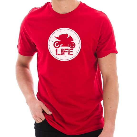 Plus Size Motorbike Life Graphic Design Short Sleeve Cotton Jersey T-Shirt - Red XL
