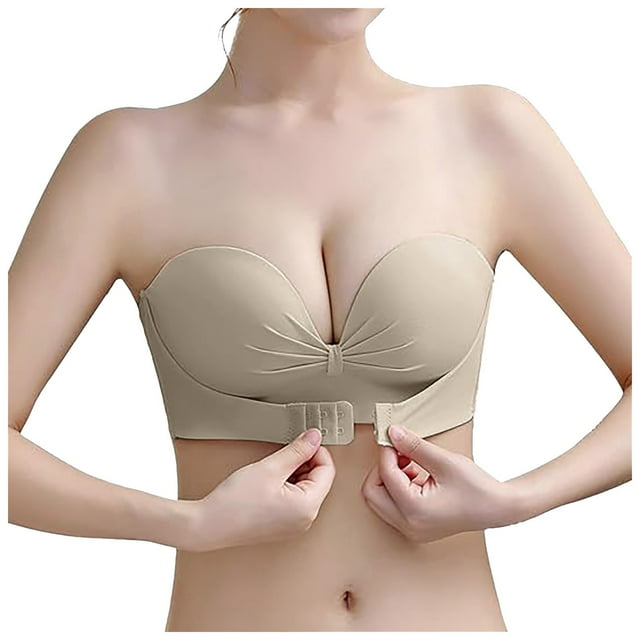 HNMKIU Pushup Bras for Women Strapless Push Up Bra With Top And Back