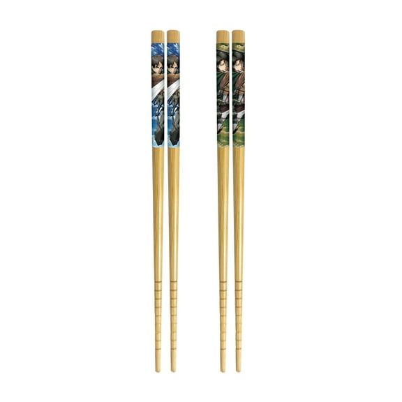 Attack On Titans Bamboo 2 Pairs Collectible Anime Chopsticks 8.85 Inches Long Gift Set