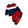 thumbnail image 2 of Newborn Baby Boys Girls Clothes Outfit 3 6 9 12 18 24 Months Baby Sweatshirt Pants Set Long Sleeve Striped Pullover Top Letter Pants, 2 of 9