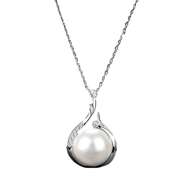 SIfdSeng Collier de Perles pour Femme Simple Personnalité Bordure Argentée Collier de Perles avec Serti de Diamants Chaîne Os de la Clavicule Tendance Mode Collier de Perles