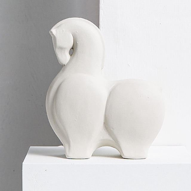 Estatuilla de Estatua de Caballo, Decoración única, Adornos Creativos de Cerámica Modernos, Escultura para Centro de Mesa, Repisa, Decoración Del Blanco BLESIY Estatua de caballo