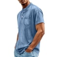 thumbnail image 4 of Xdegoge Mens Vintage Washed Henley T Shirt Short Sleeve Casual Athletic Fit Button Down Placket Tee With Chest Pocket Summer Outdoor Everyday Basic Workout Tops Shirts, 4 of 6