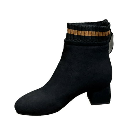 

kpoplk Boots for Women Ankle Booties Women Fashion Short Boots High Heel Boots Casual Shoes for Women (Black 9)