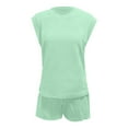 thumbnail image 6 of WAYUTE Womens 2 Piece Outfits Casual Short Sleeve Top with Textured Fabric Solid Color Comfort Shorts Set Stylish Summer Outfit, 6 of 6