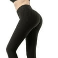 thumbnail image 2 of HappyGo Women's Yoga Capris Leggings Butt Lift High Waist Athletic Runnning Pants Textured Workout Tights Black, 2 of 6