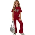 thumbnail image 4 of Ensemble Deux Pièces pour Filles : T-Shirt à Manches Courtes et Pantalon Long, Tenue Décontractée d'Été à Imprimé pour Enfants, 4 of 7