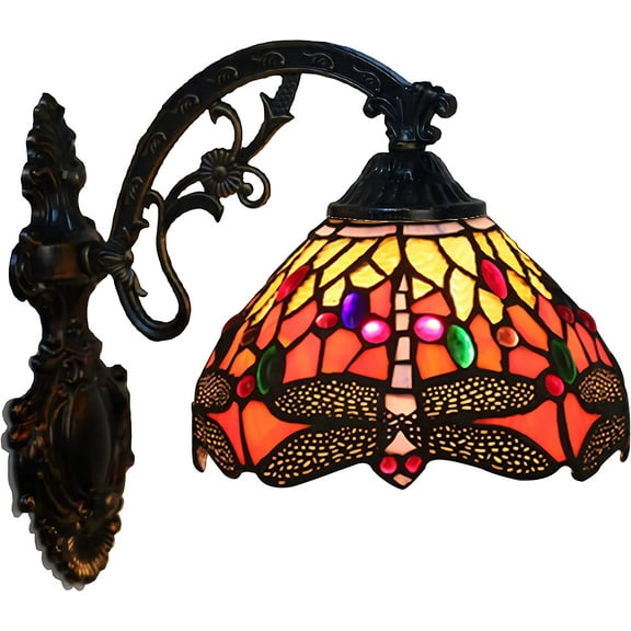 Artistic Style Wall Light, Handmade Stained Glass Wall Sconces,Vintage Bedside Wall Lamp for Living Room Bedroom Bathroom Hallway [Energy Class A     ],1