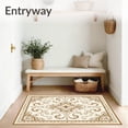 thumbnail image 3 of ODIKA 4'x6' Machine Washable Non-Slip Area Rug, Vintage Damask Scrollwork Boho Style Floor Art High Traffic Rug, Ivory, 471964, 3 of 5