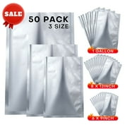50PCs 8.7 Mil Thick Mylar Bags for Food Storage Aluminum Heat Sealable Bags Storage Bags 1 Gallon/ 2 Quart /Small Size