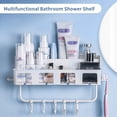 thumbnail image 2 of Multifunctional Wall Mounted Bathroom Shower Shelf Soap Shampoo Holder Organizer No Drilling Adhesive Bathroom Storage Basket with Towel Rack Rails & Removable Hooks, 2 of 8