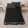 thumbnail image 4 of Homewish Vintage Dog Paw Zipper Full Size Comforter Sets with Fitted Sheet and 2 Pillowcases,Pet Themed Zipper Bedding Set,Black,Black Reversible,4pcs, 4 of 8