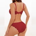 thumbnail image 4 of JSGEK Women Push Up Bra and Thong Set Plunge Neckline Adjustable Straps Intimate Lingerie for Bedroom Wear Red L, 4 of 6