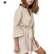 thumbnail image 4 of Guardurnaity de algodón de crespón para mujer, albornoces cortos, camisón de Hotel para el hogar, absorbente de sudor, ropa de dormir Pijama Caqui METRO, 4 of 6