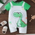 thumbnail image 2 of Gelikeya Cartoon Dinosaur Baby Clothes for Toddler Boys Short Sleeve Rompers Casual Outerwear Bodysuit Jumpsuit (Green, 6-9 Months), 2 of 5
