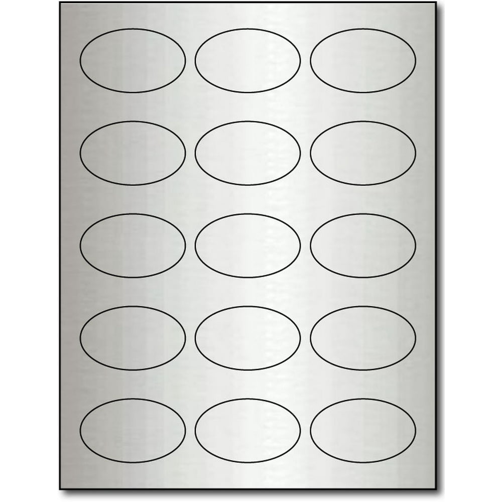 Silver Foil 1 7/16" x 2 3/8" Oval Labels for Laser Printers 10 Sheets