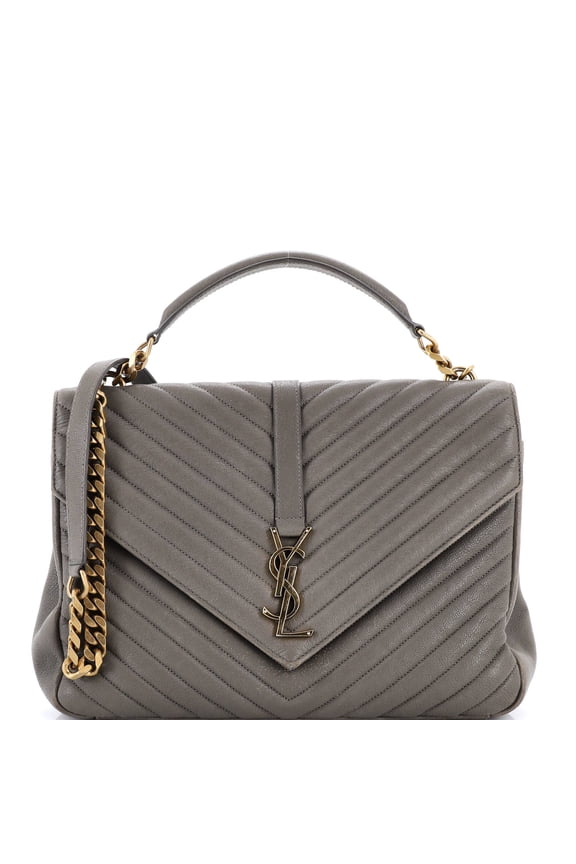 Pre-Owned Classic Monogram College Bag Matelasse Chevron Leather Large By Rebag