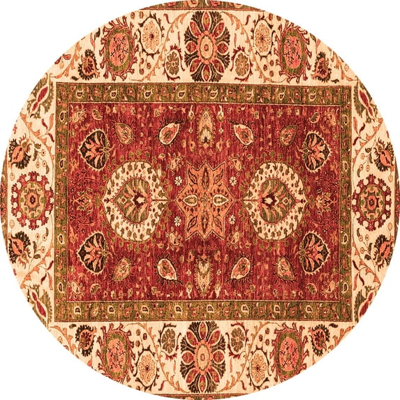 Ahgly Company Indoor Round Abstract Orange Modern Area Rugs, 6' Round